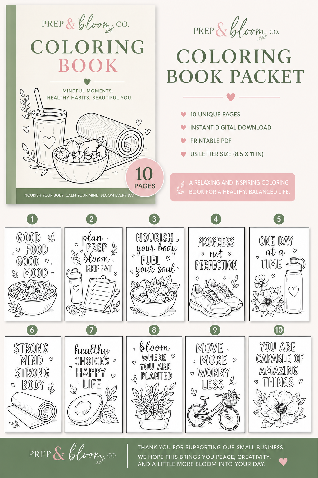 Healthy Mind & Body Coloring Book 🌸