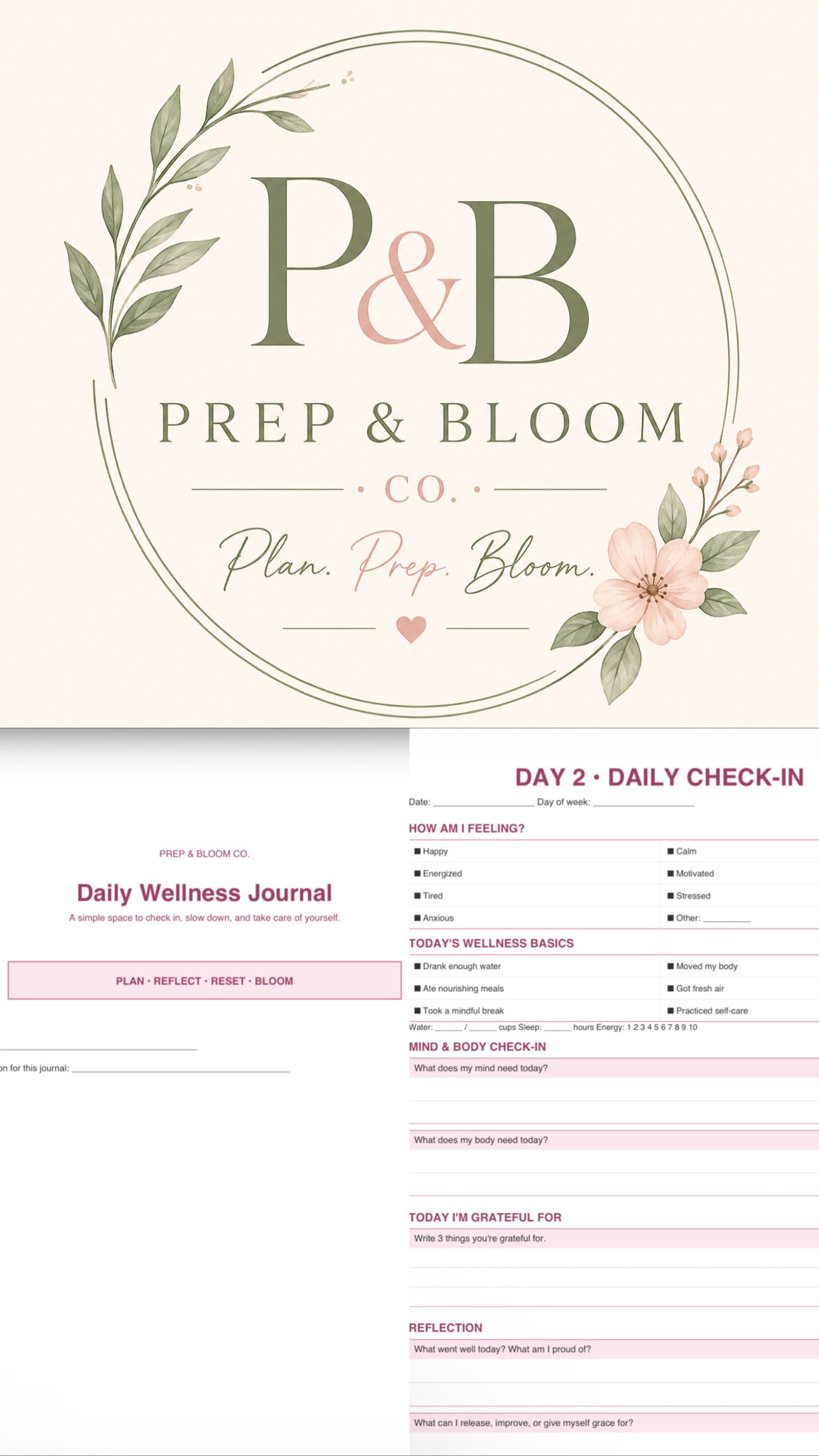 7 Day Wellness Journal: Pink version 🌸
